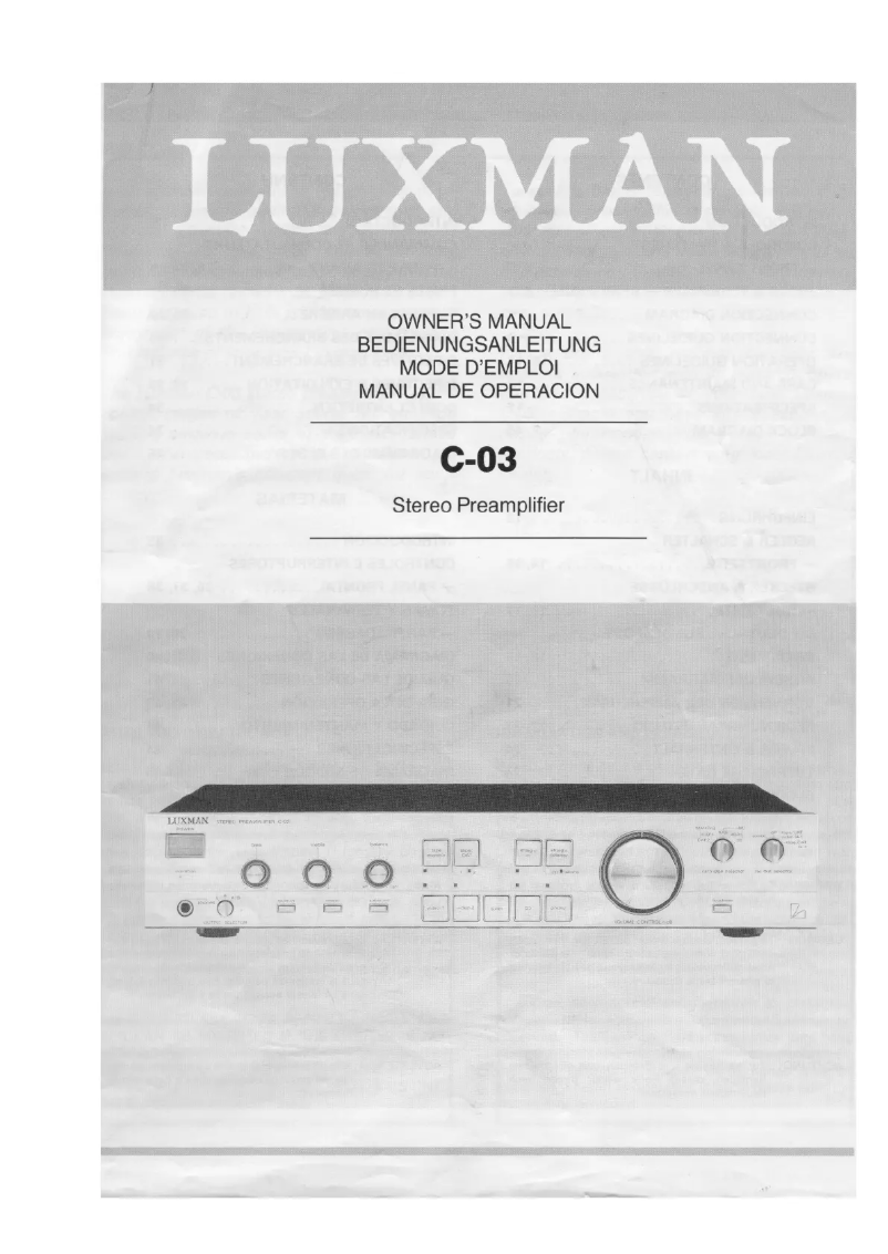Page 1 de la notice Manuel utilisateur Luxman C-03