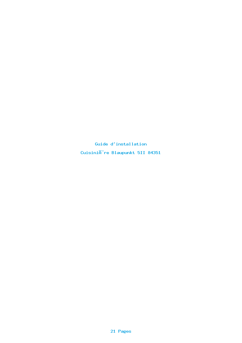 Page 1 de la notice Guide d'installation Blaupunkt 5II 84351