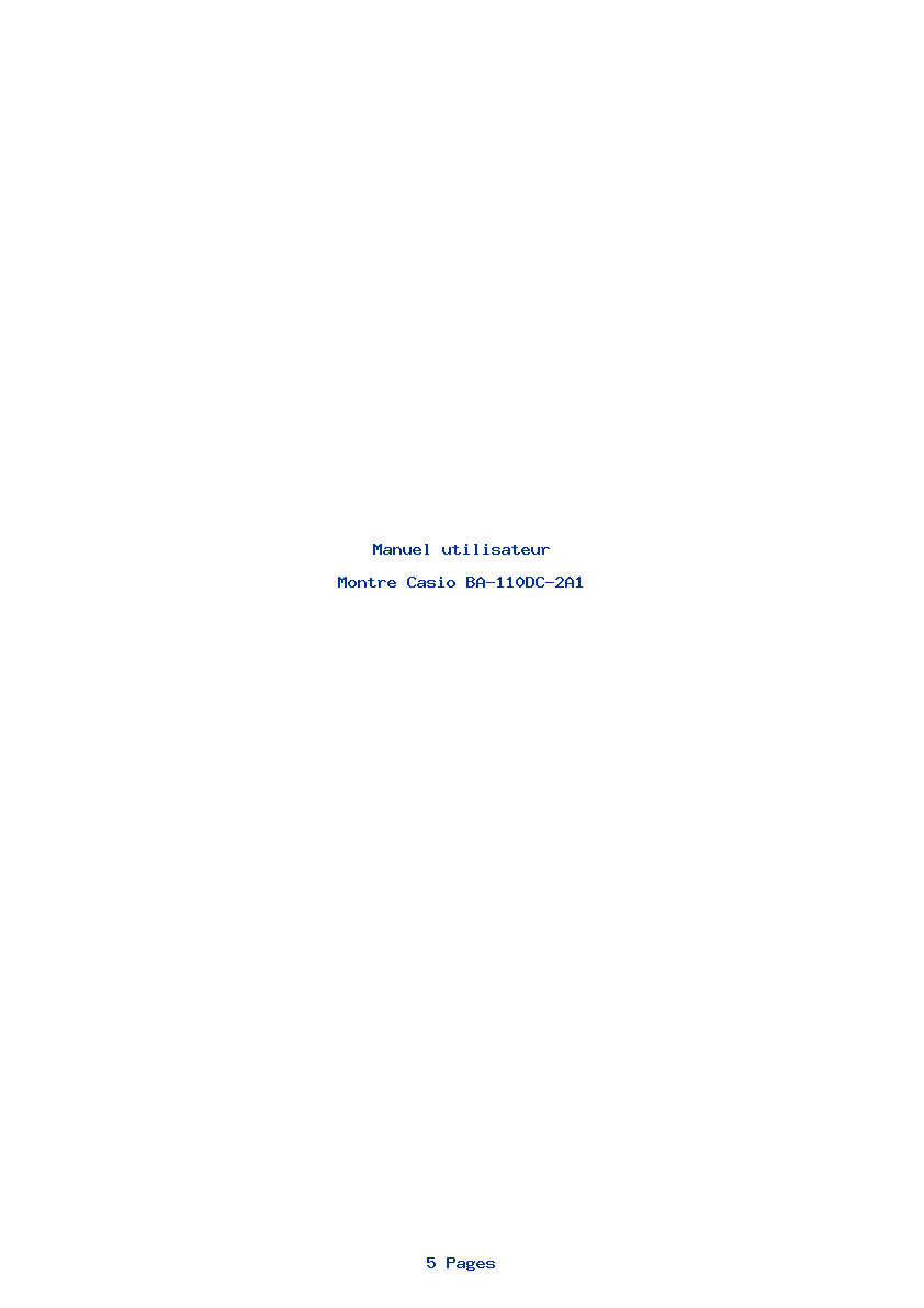 Page 1 de la notice Manuel utilisateur Casio BA-110DC-2A1