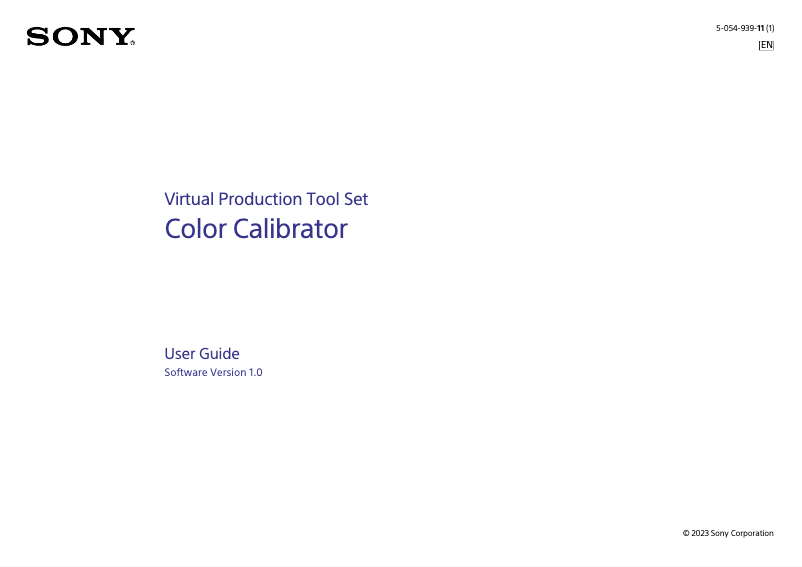 Page 1 of the manual User Manual Sony Color Calibrator
