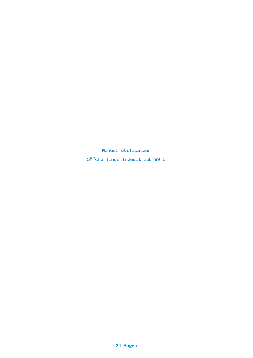 Page 1 de la notice Manuel utilisateur Indesit ISL 69 C