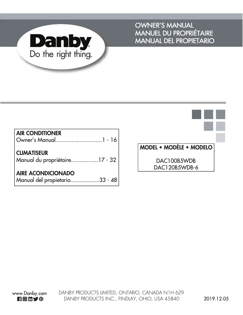 Página 1 del manual Manual de usuario Danby DAC100B5WDB
