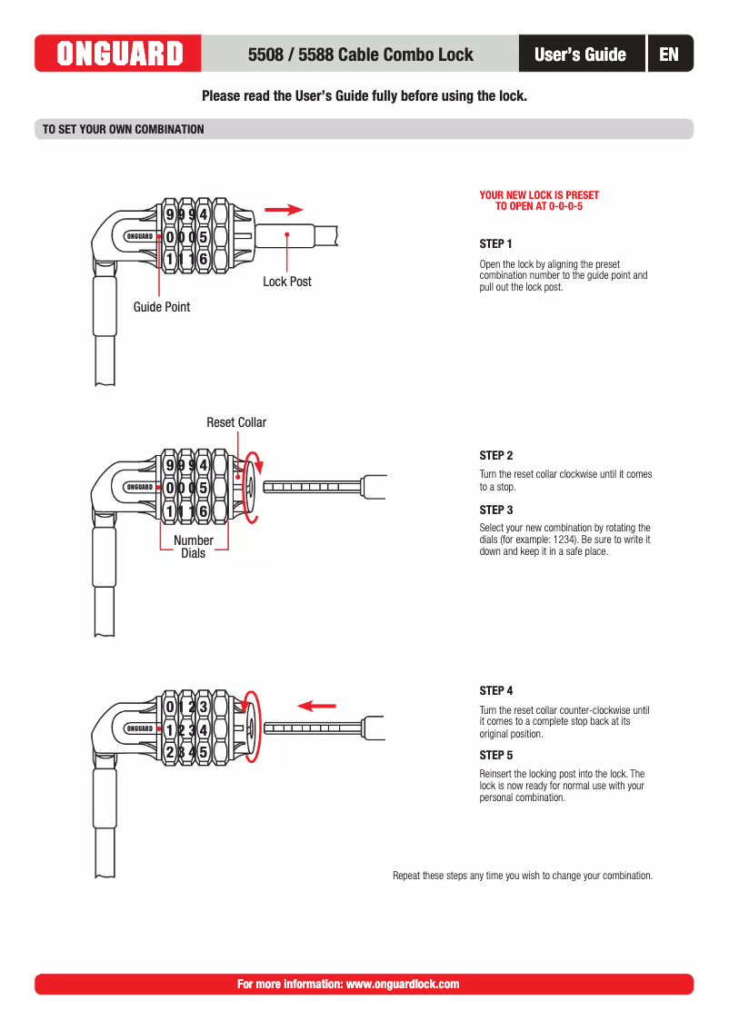 Page 1 de la notice Manuel utilisateur OnGuard 5508