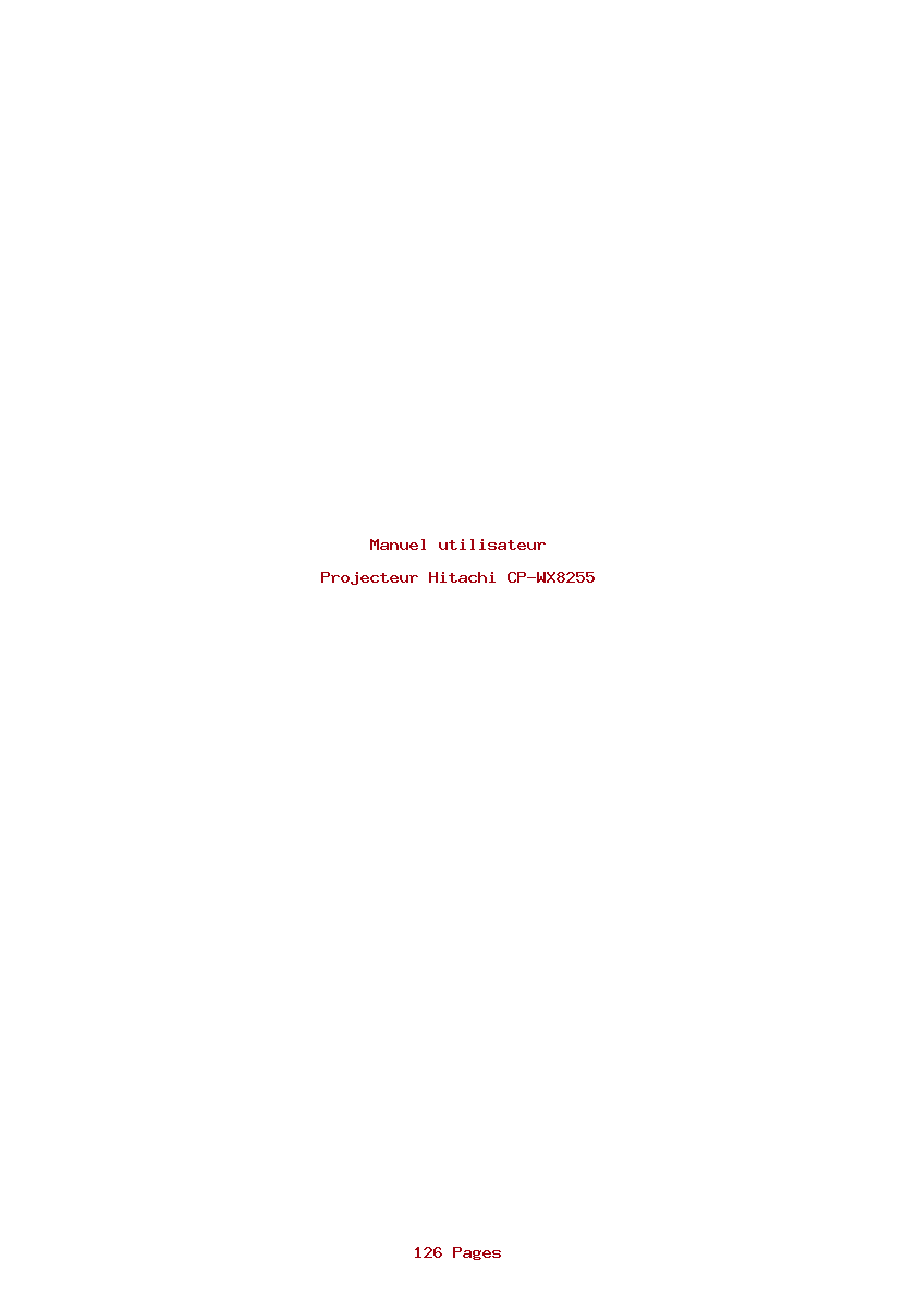 Page 1 de la notice Manuel utilisateur Hitachi CP-WX8255