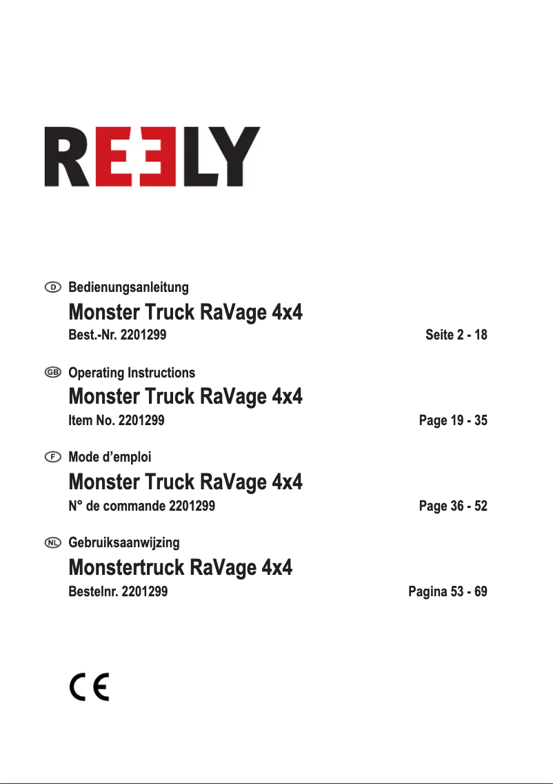 Page 1 de la notice Manuel utilisateur Reely RaVage 4x4