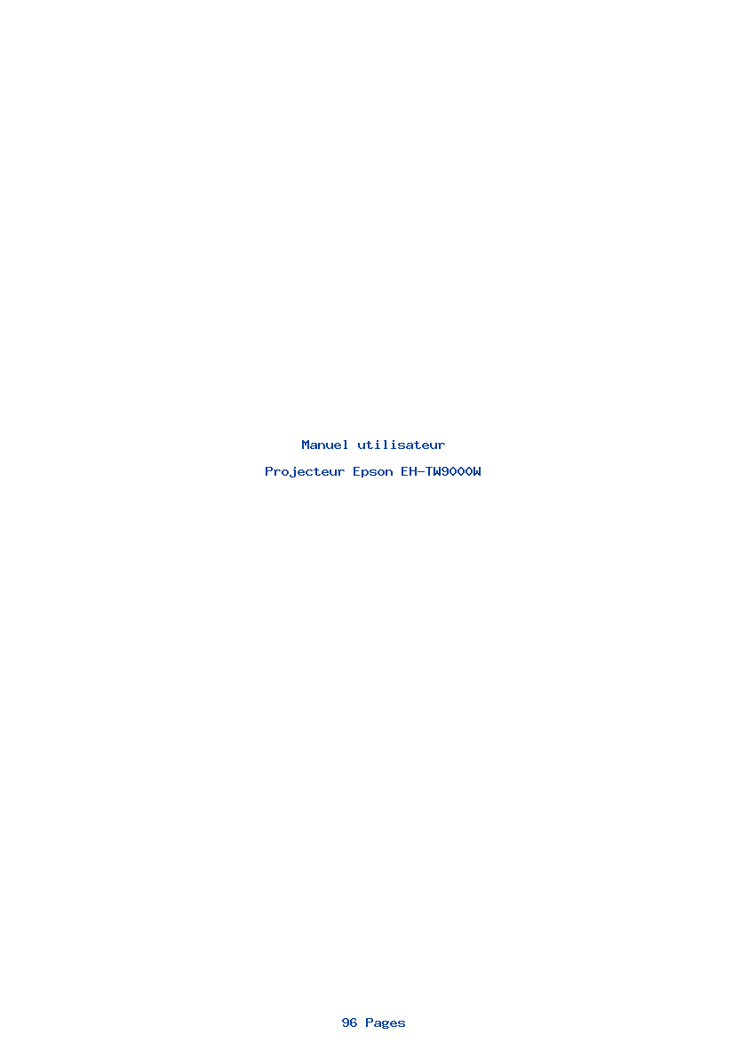 Page 1 de la notice Manuel utilisateur Epson EH-TW9000W