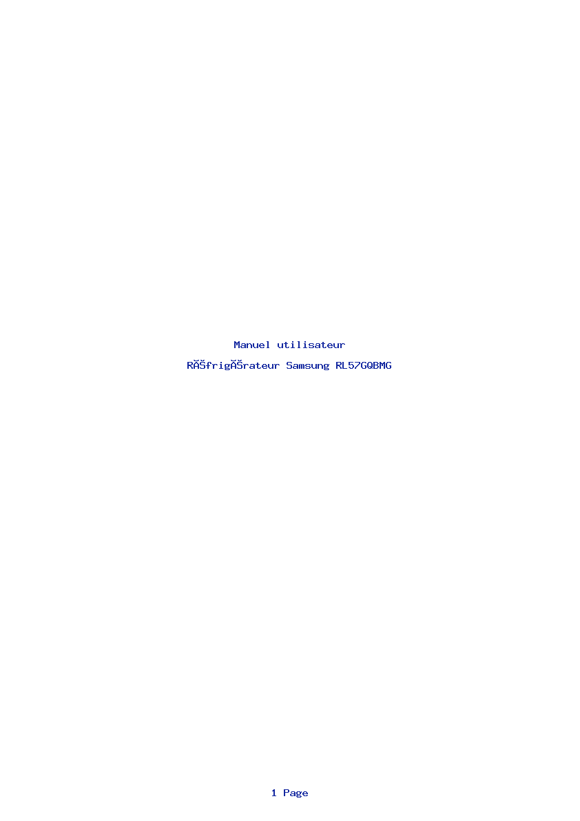 Page 1 de la notice Manuel utilisateur Samsung RL57GQBMG
