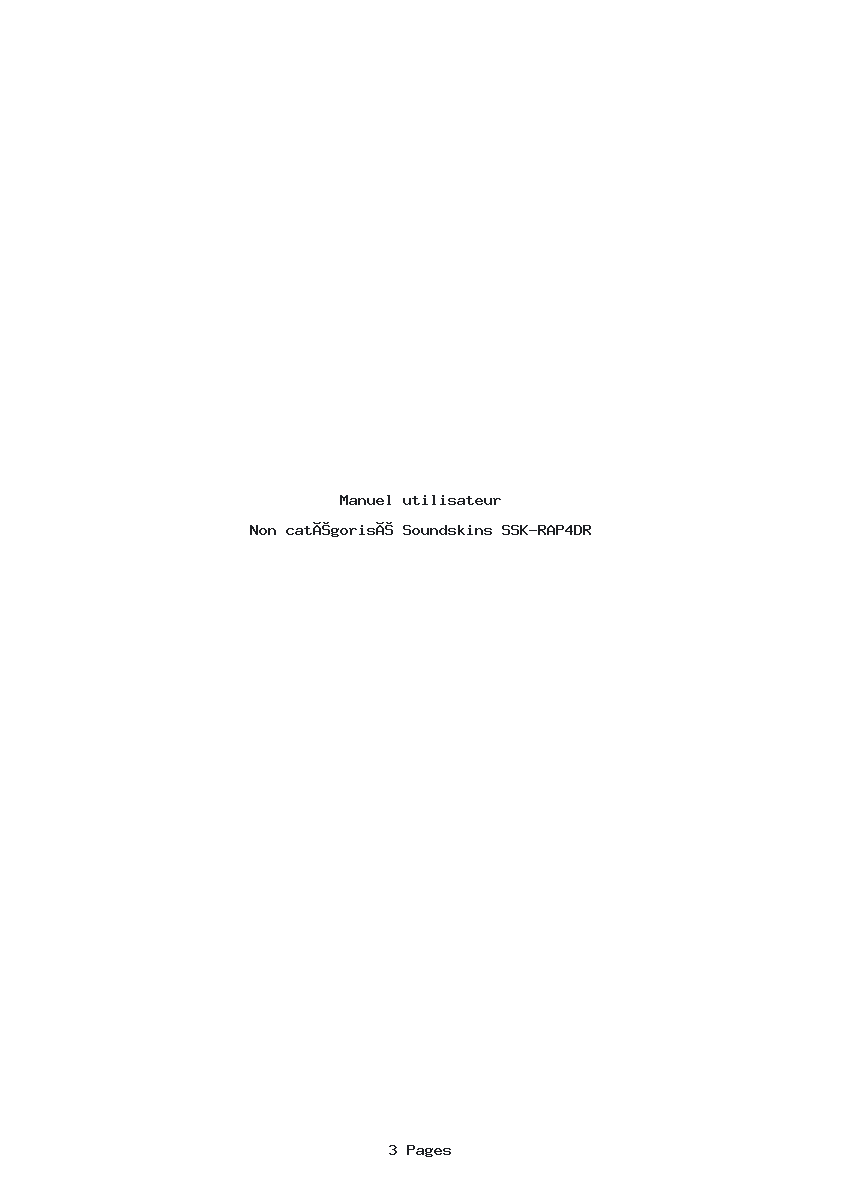 Page 1 de la notice Manuel utilisateur Soundskins SSK-RAP4DR