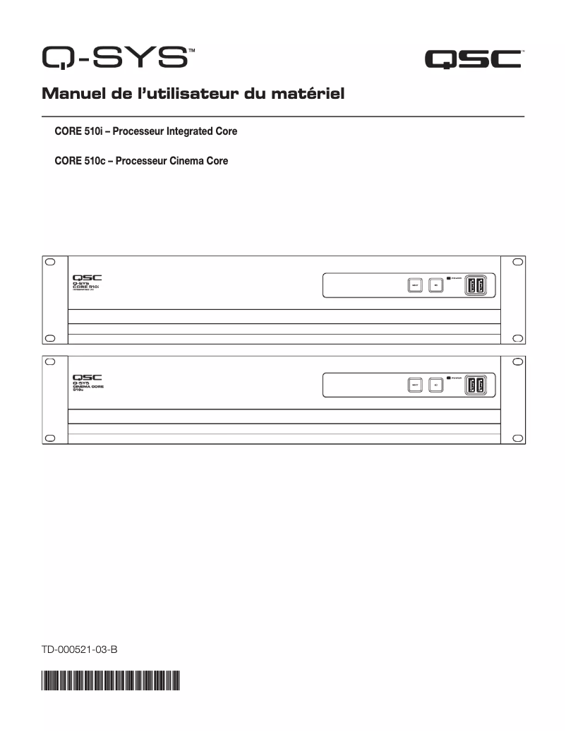 Page 1 de la notice Manuel utilisateur QSC Cinema Core 510c