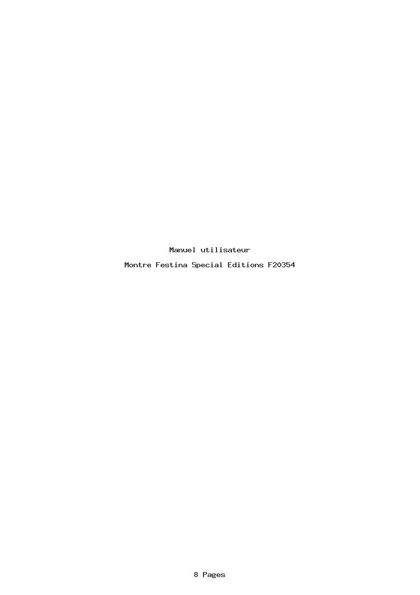 Page 1 de la notice Manuel utilisateur Festina Special Editions F20354
