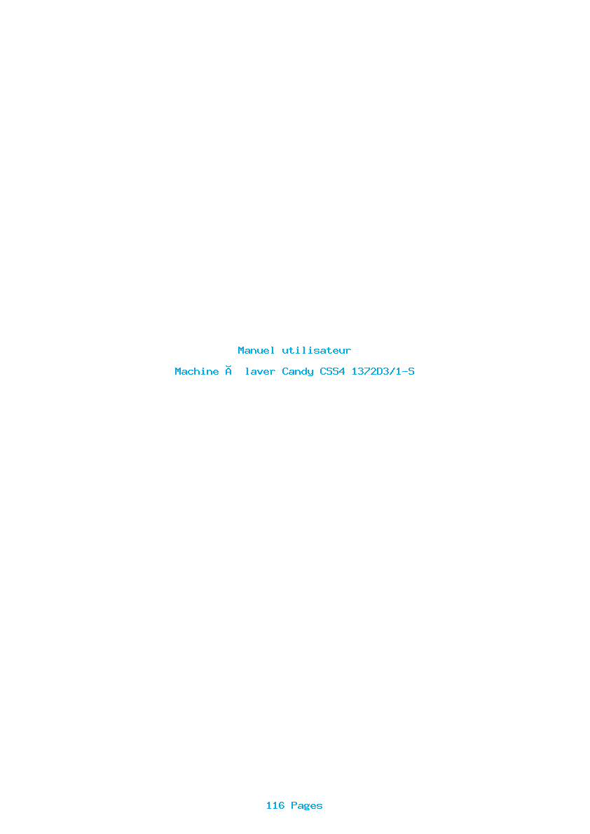 Page 1 de la notice Manuel utilisateur Candy CSS4 1372D3/1-S