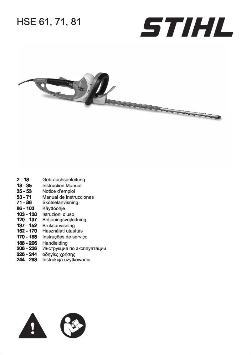 Page 1 de la notice Manuel utilisateur Stihl HSE 71