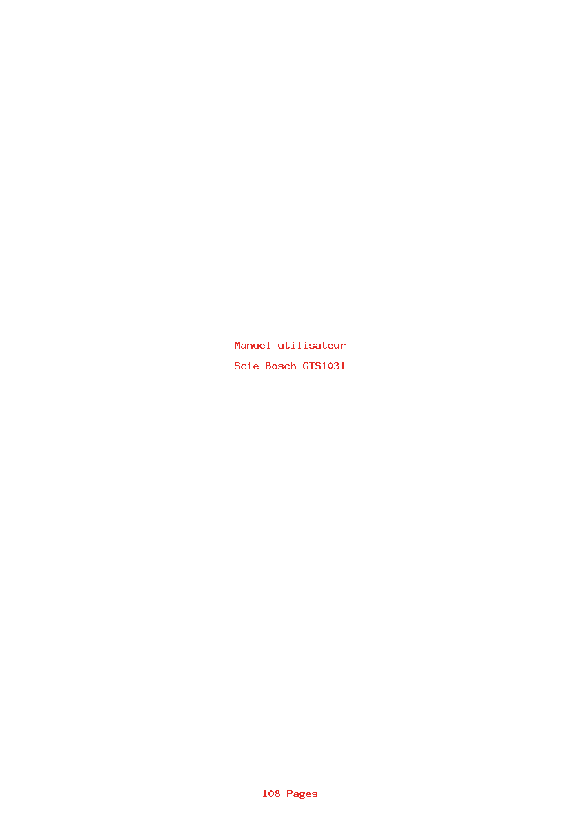 Page 1 de la notice Manuel utilisateur Bosch GTS1031