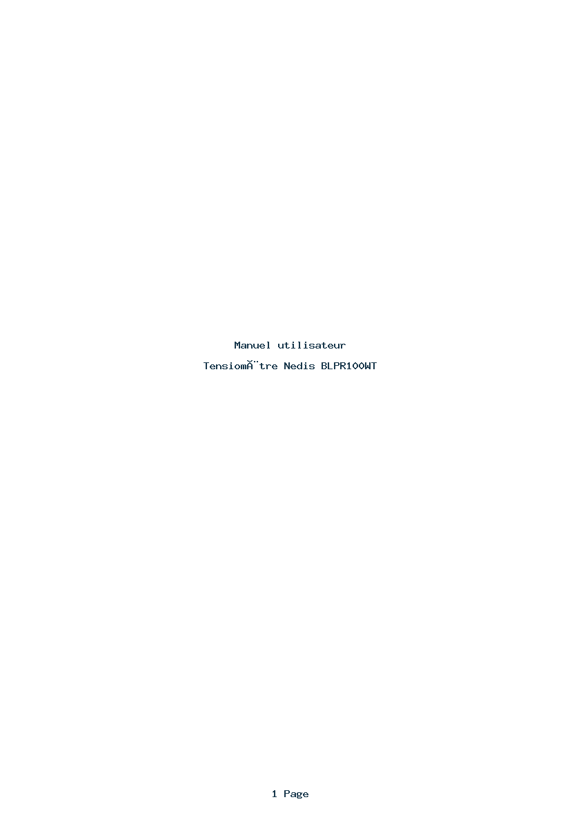 Page 1 de la notice Manuel utilisateur Nedis BLPR100WT