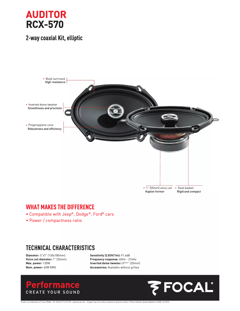 Page 1 de la notice Mode d'emploi Focal RCX-570