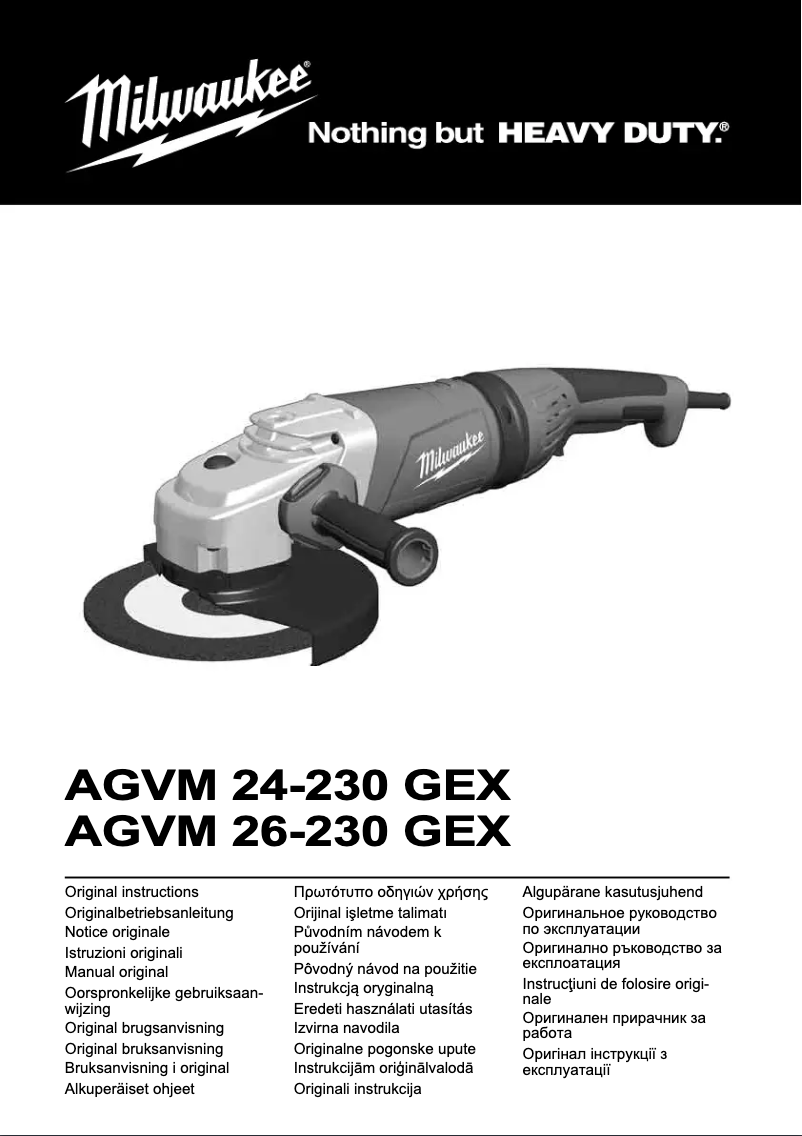 Page 1 de la notice Manuel utilisateur Milwaukee AGVM 24-230 GEX