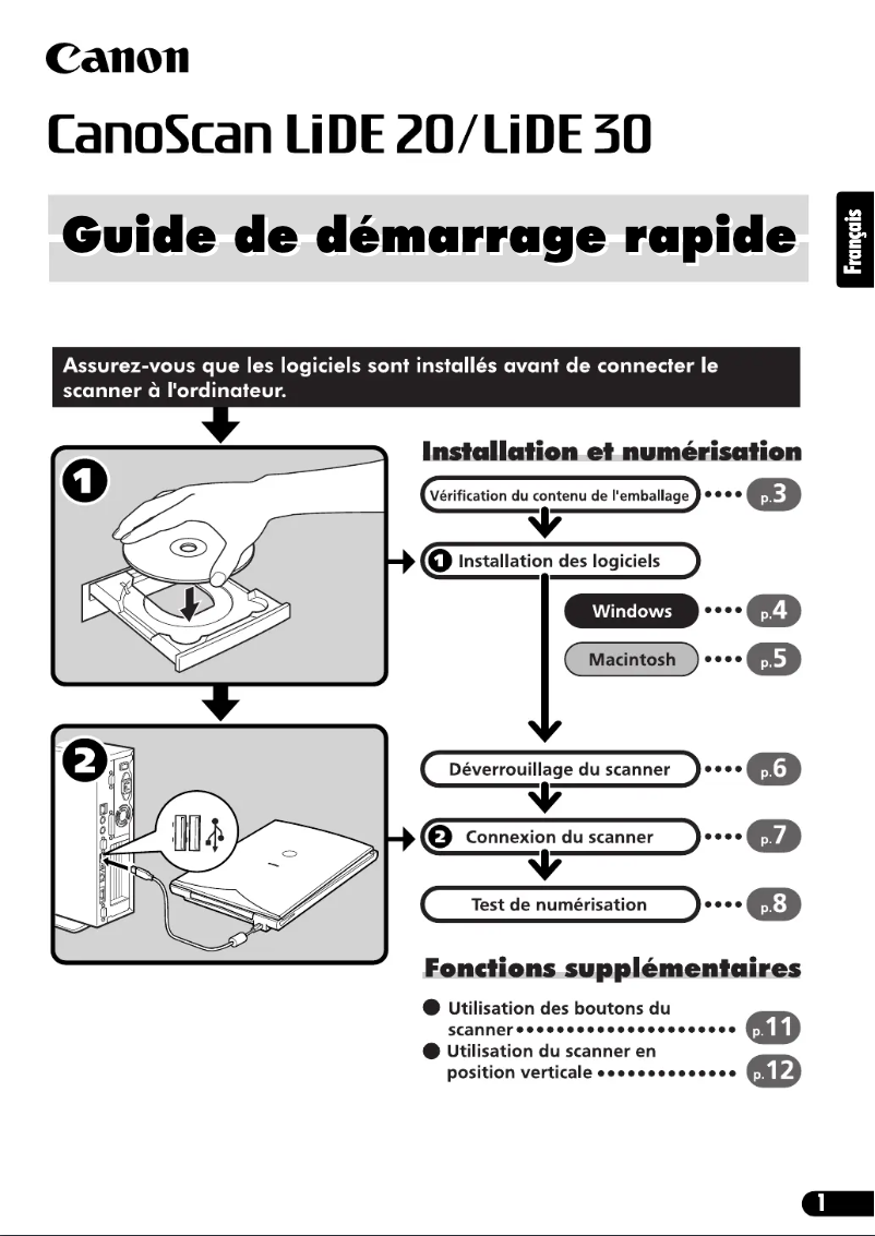 Página 1 del manual Guía de inicio rápido Canon CanoScan LiDE 30