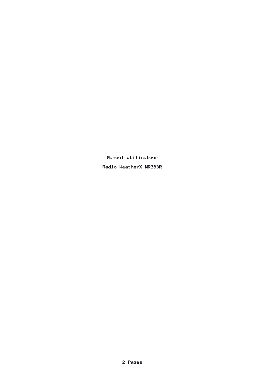 Page 1 de la notice Manuel utilisateur WeatherX WR383R