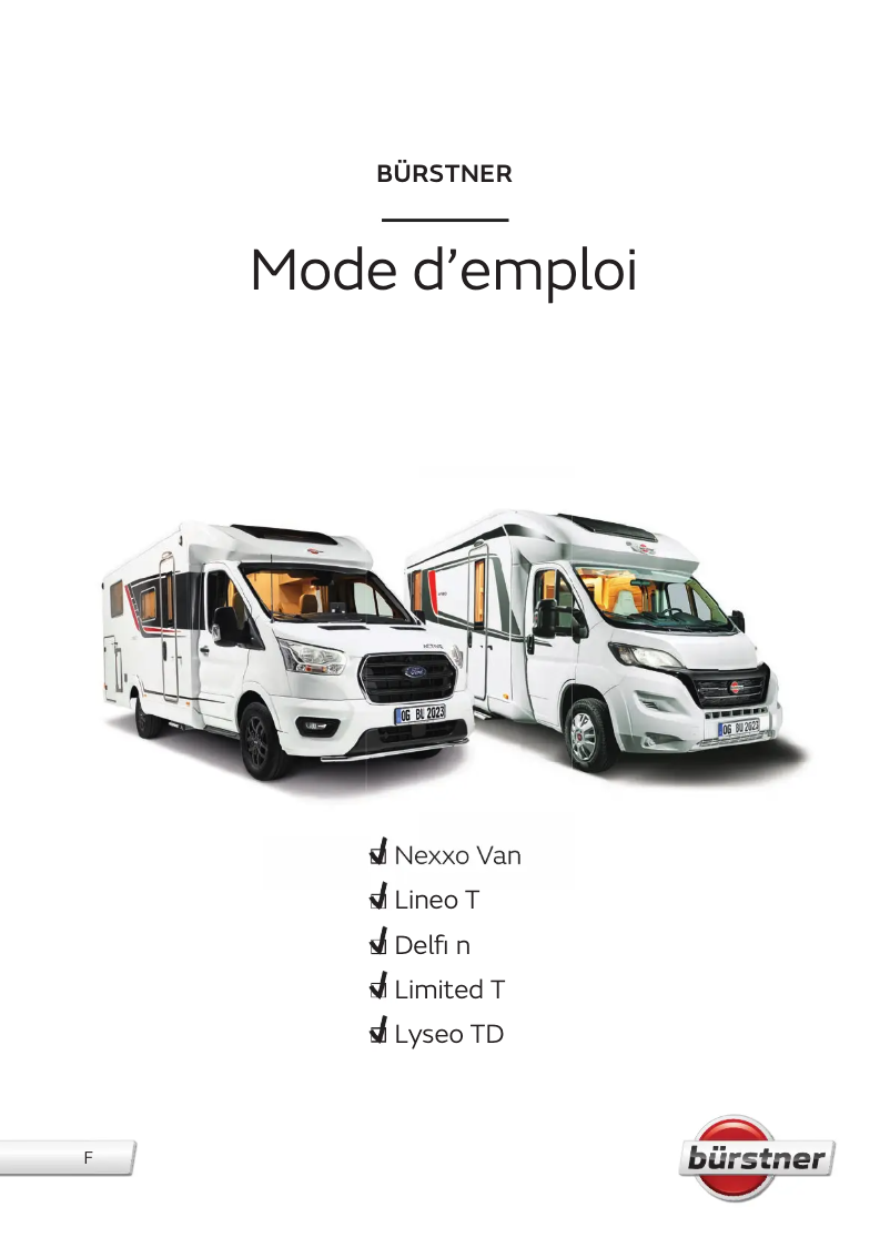 Page 1 de la notice Manuel utilisateur Bürstner Lineo T (2023)