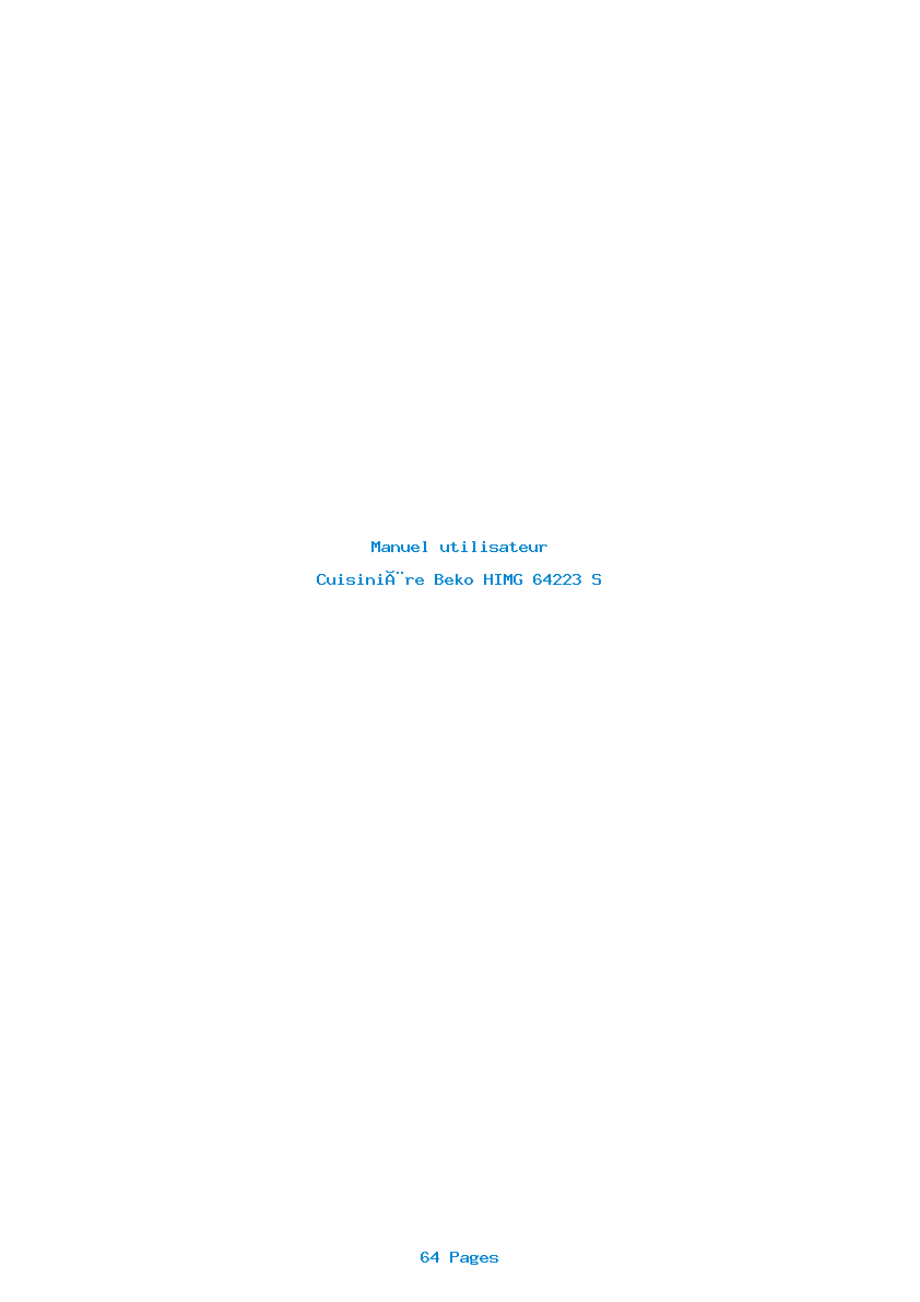 Page 1 de la notice Manuel utilisateur Beko HIMG 64223 S