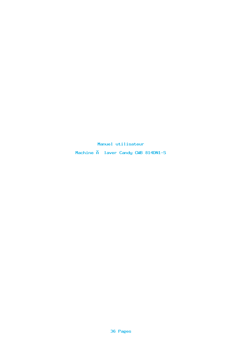 Page 1 de la notice Manuel utilisateur Candy CWB 814DN1-S