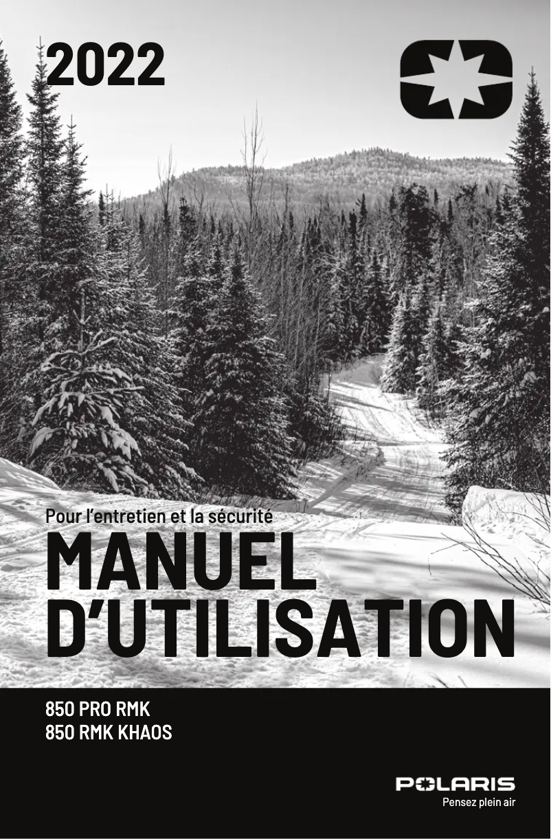 Page 1 de la notice Manuel utilisateur Polaris 850 Pro RMK AXYS 155 (2022)