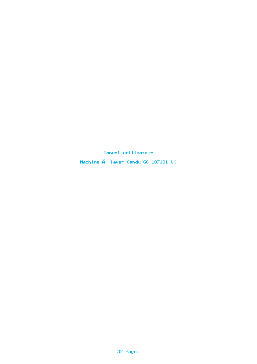 Page 1 de la notice Manuel utilisateur Candy GC 1071D1-UK