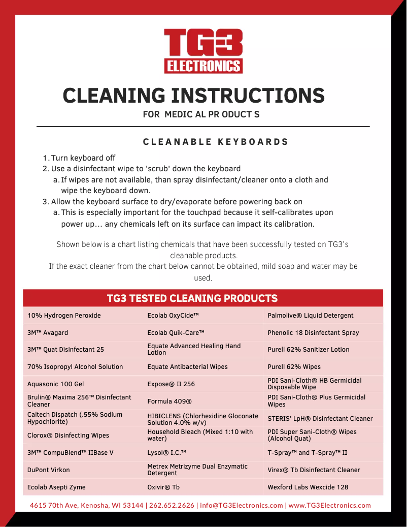 Página 1 del manual Manual de usuario TG3 Electronics Medical Keyboard
