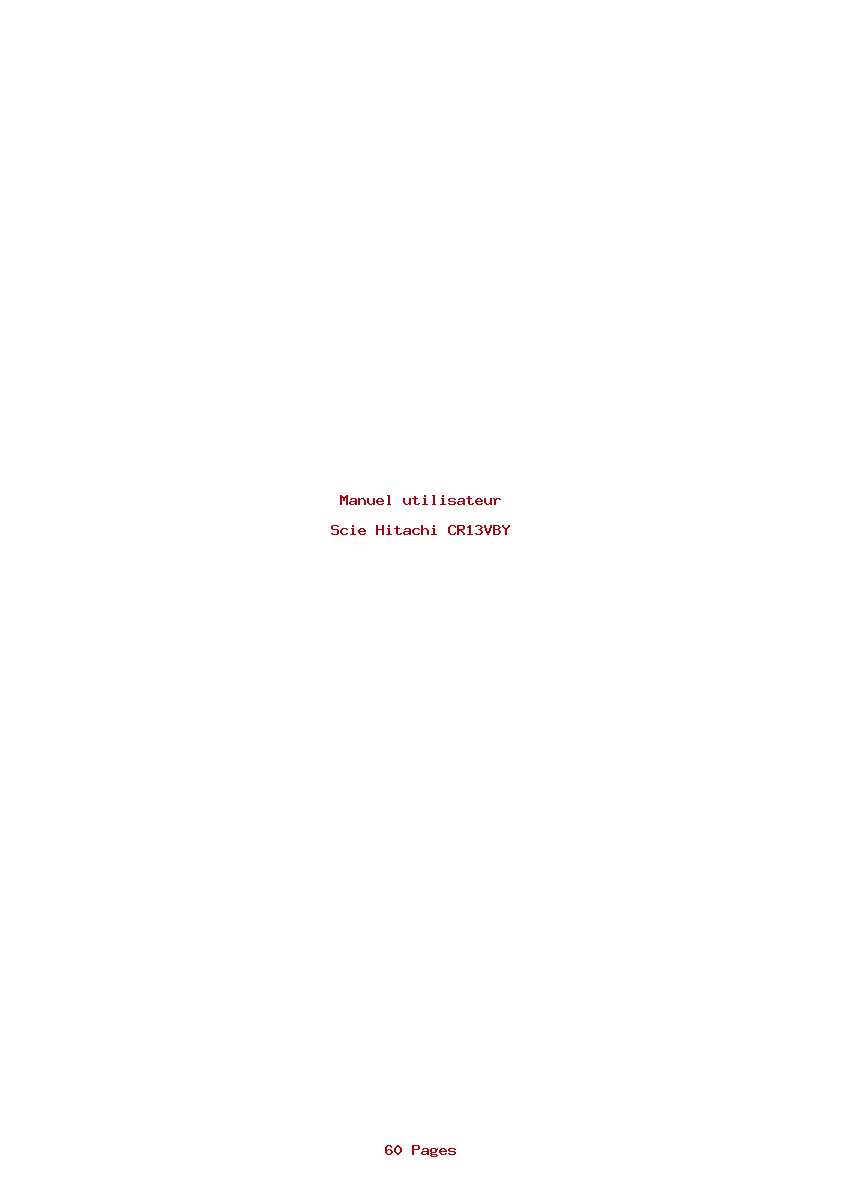 Page 1 de la notice Manuel utilisateur Hitachi CR13VBY