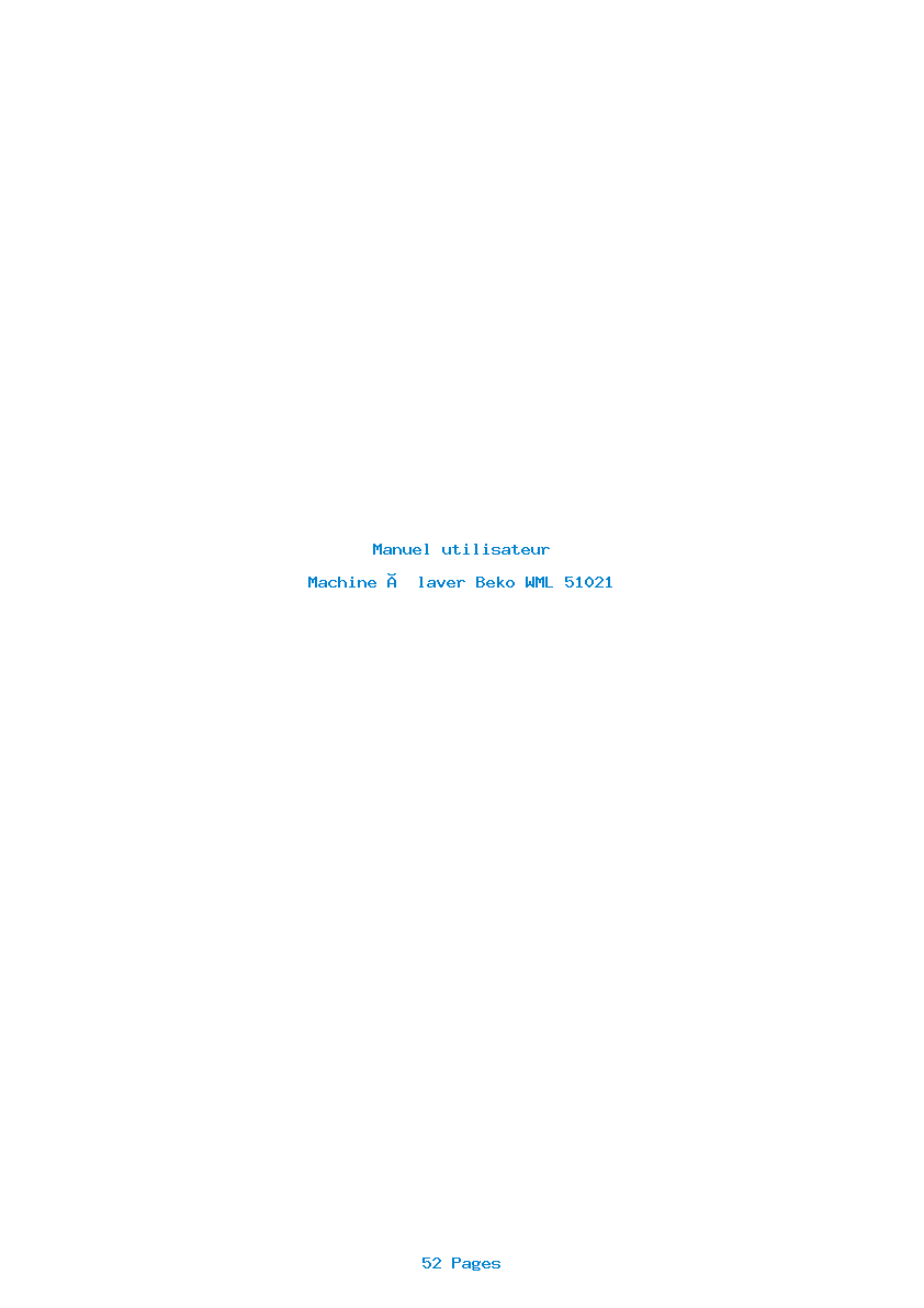 Page 1 de la notice Manuel utilisateur Beko WML 51021