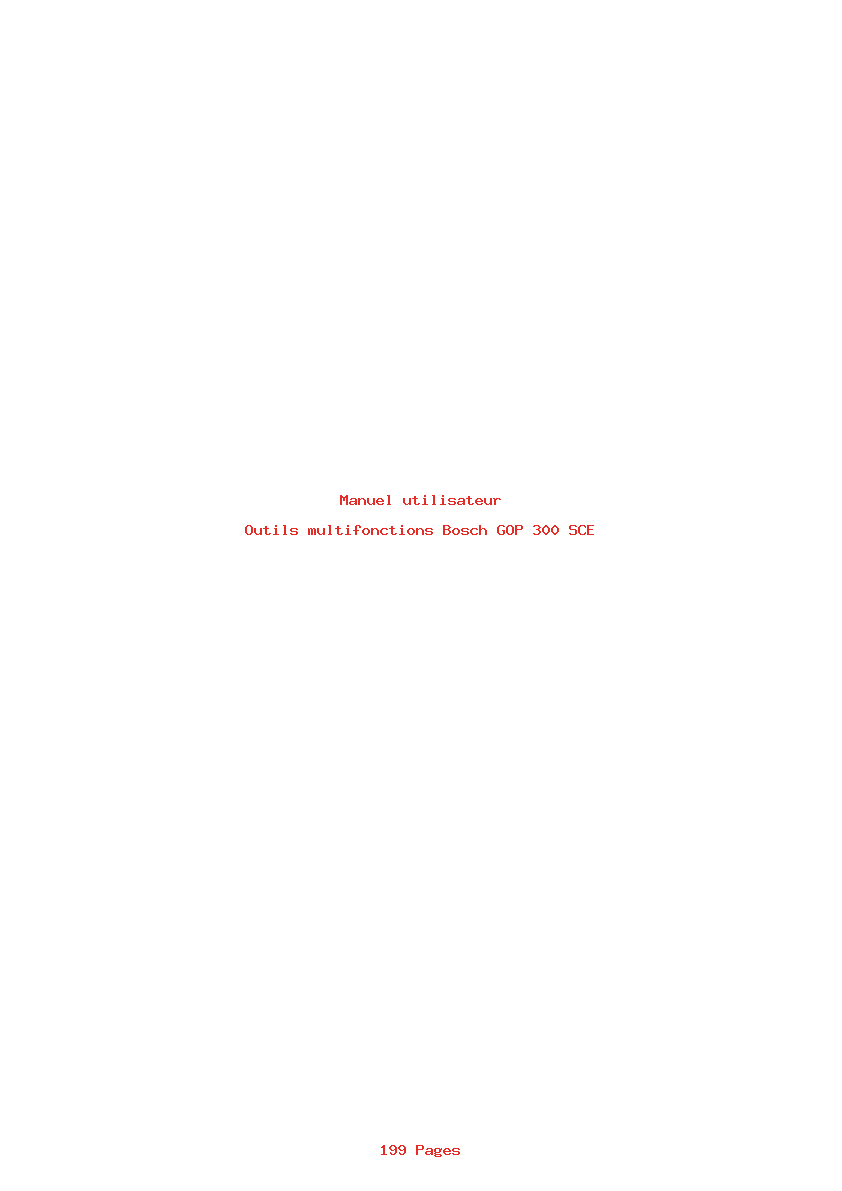 Page 1 de la notice Manuel utilisateur Bosch GOP 300 SCE