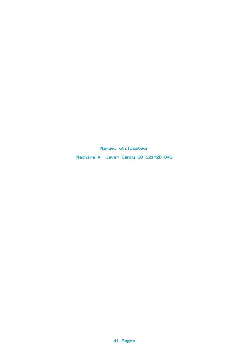 Page 1 de la notice Manuel utilisateur Candy GO 12102D-04S