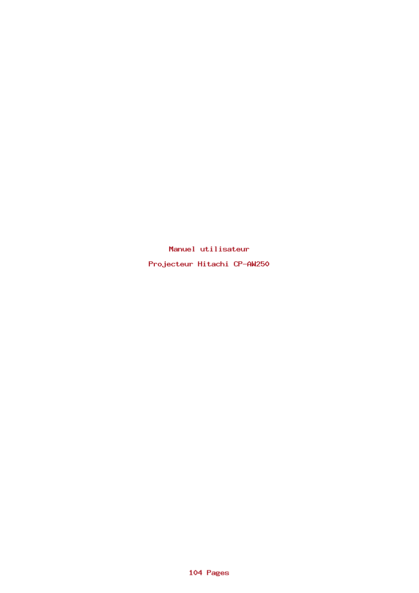 Page 1 de la notice Manuel utilisateur Hitachi CP-AW250