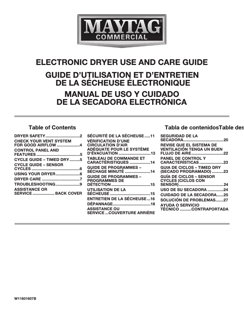 Page 1 de la notice Manuel utilisateur Maytag MGDP586KW