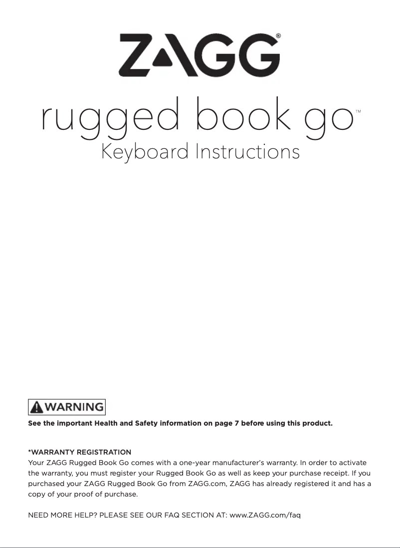Page 1 of the manual User Manual Zagg Rugged Book Go