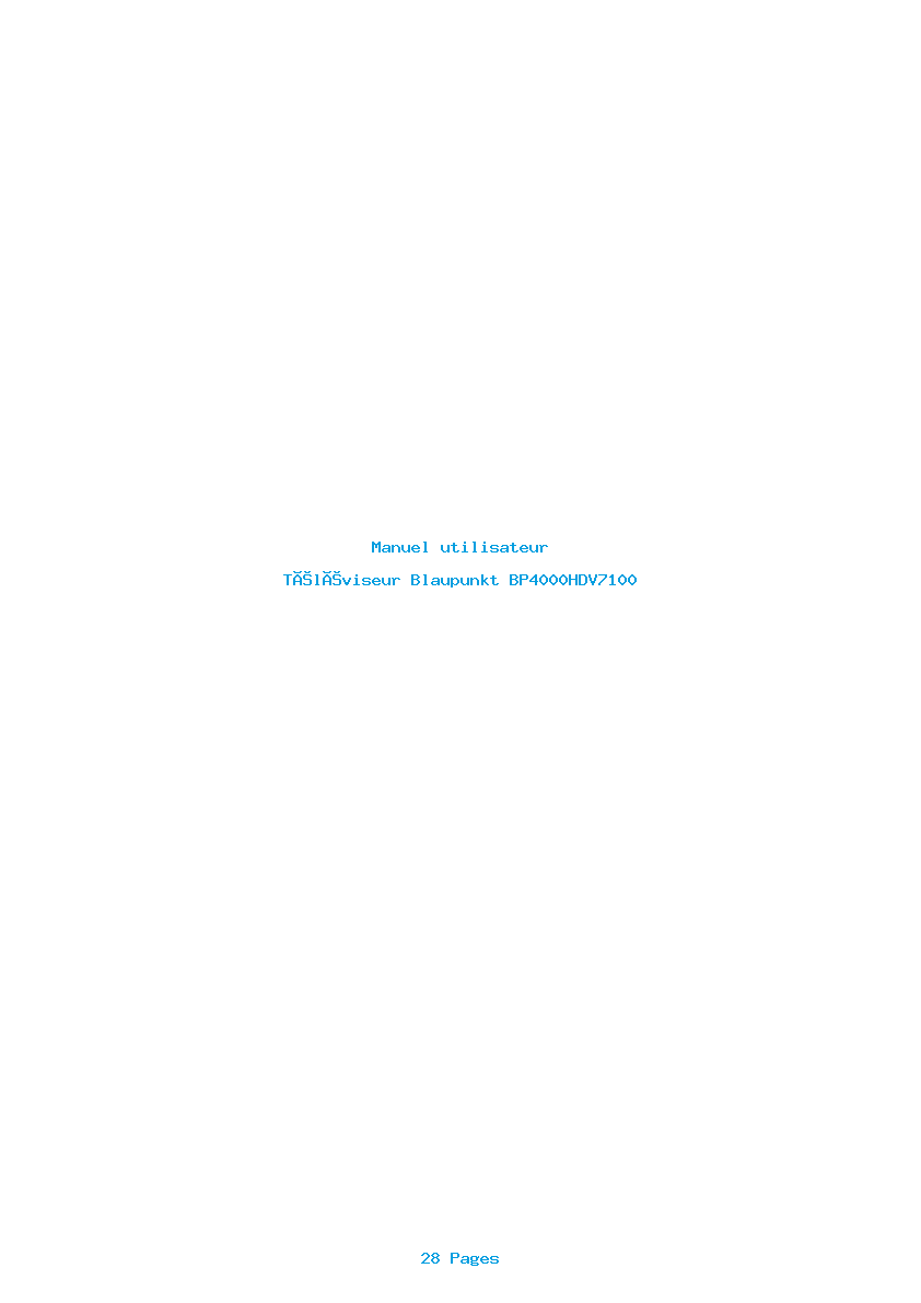 Page 1 de la notice Manuel utilisateur Blaupunkt BP4000HDV7100