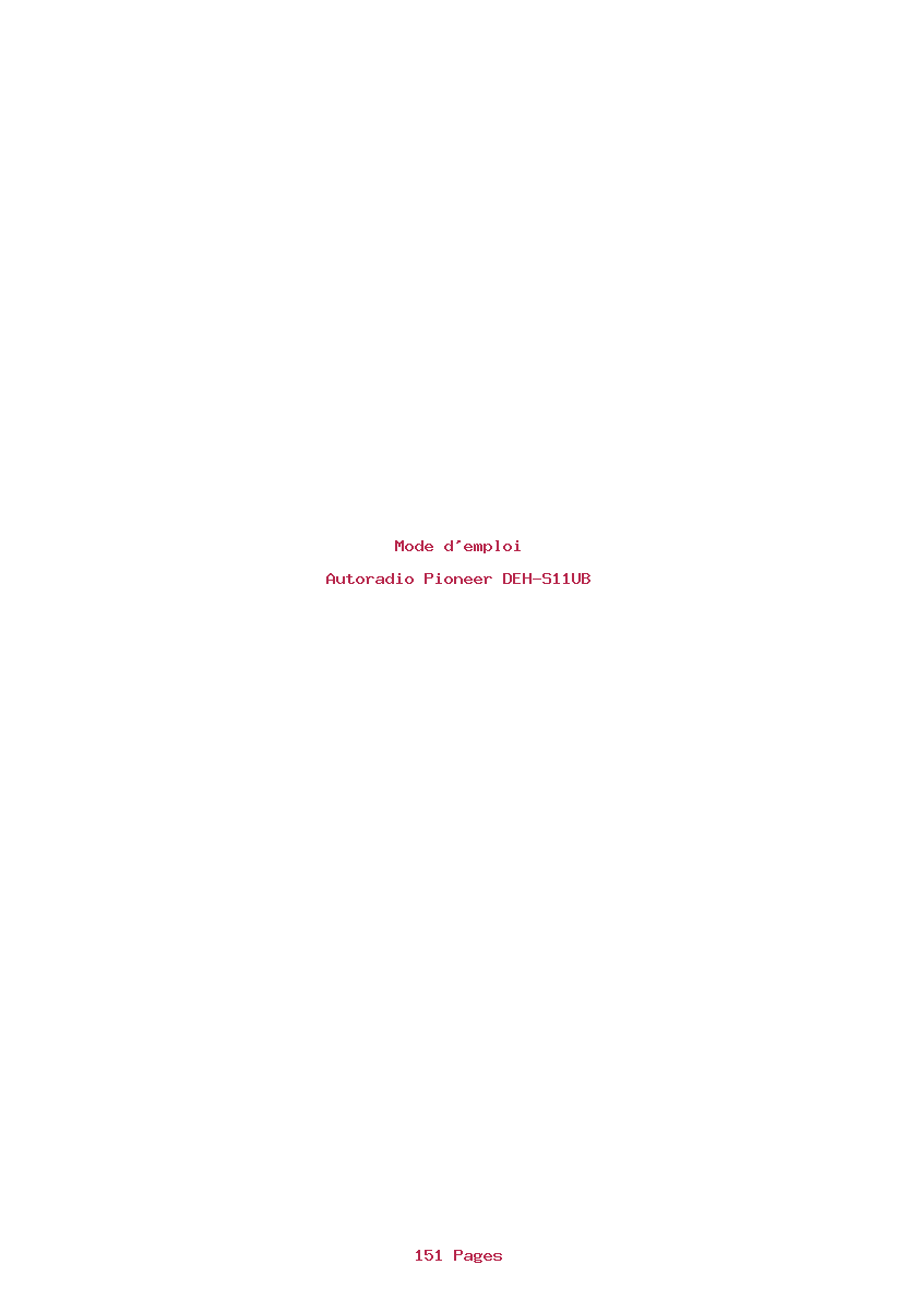 Page 1 de la notice Mode d'emploi Pioneer DEH-S11UB