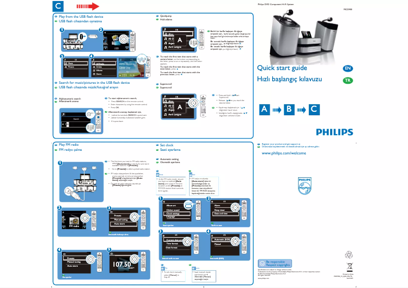 Page n°1 - Guide de démarrage rapide Philips MCD900