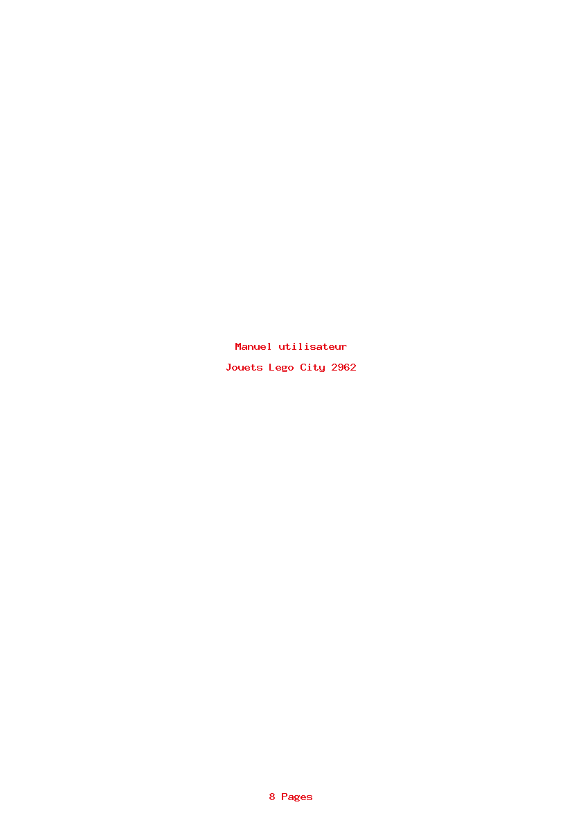 Page 1 de la notice Manuel utilisateur Lego City 2962