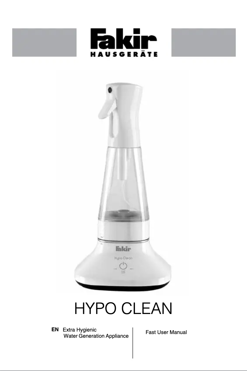 Page 1 de la notice Guide de démarrage rapide Fakir Hypo Clean