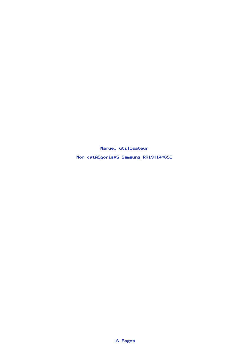 Page 1 de la notice Manuel utilisateur Samsung RR19H1406SE
