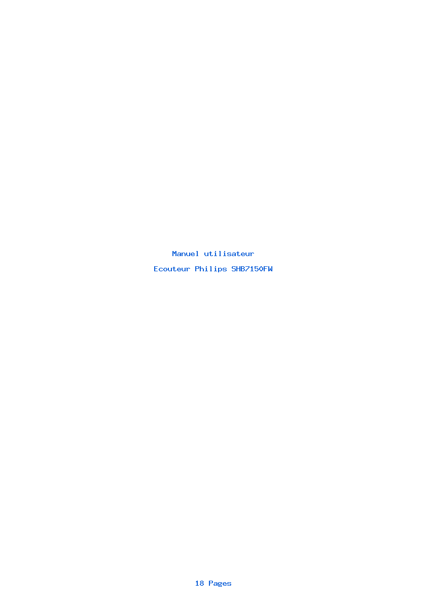 Page 1 de la notice Manuel utilisateur Philips SHB7150FW