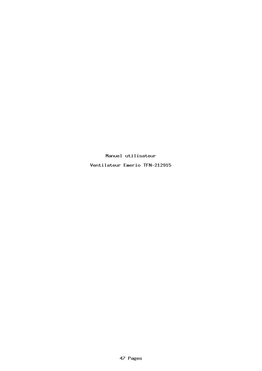 Page 1 de la notice Manuel utilisateur Emerio TFN-212915
