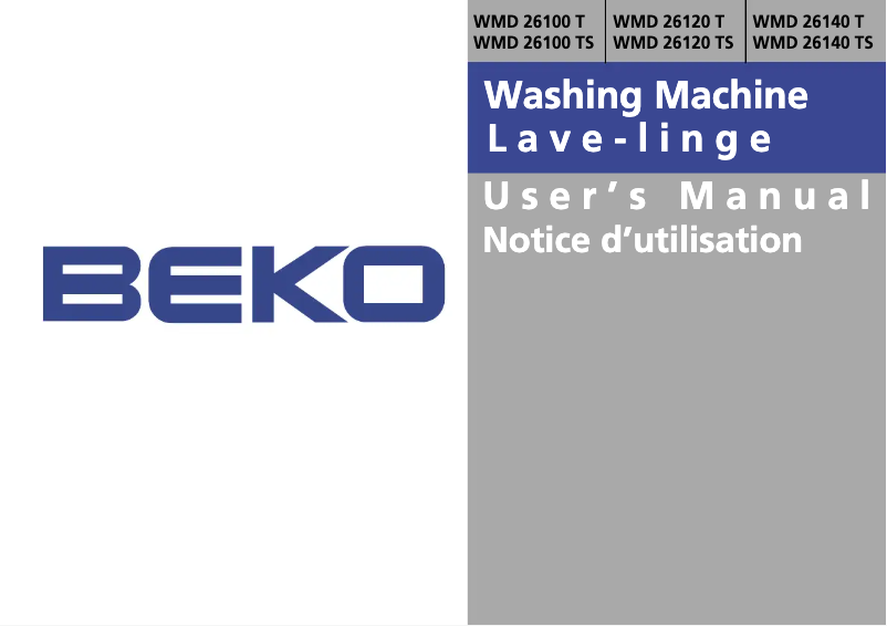 Page 1 de la notice Manuel utilisateur Beko WMD 26120 T