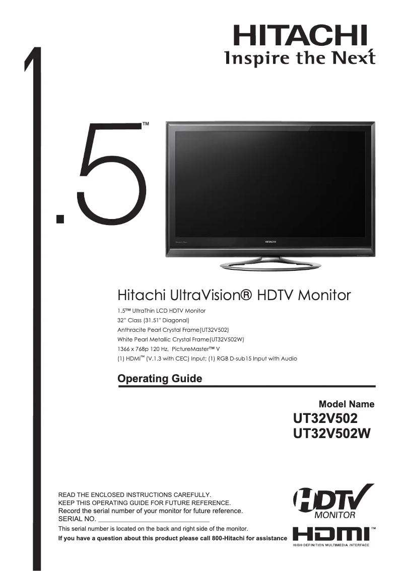 Página 1 del manual Manual de usuario Hitachi UT32V502W
