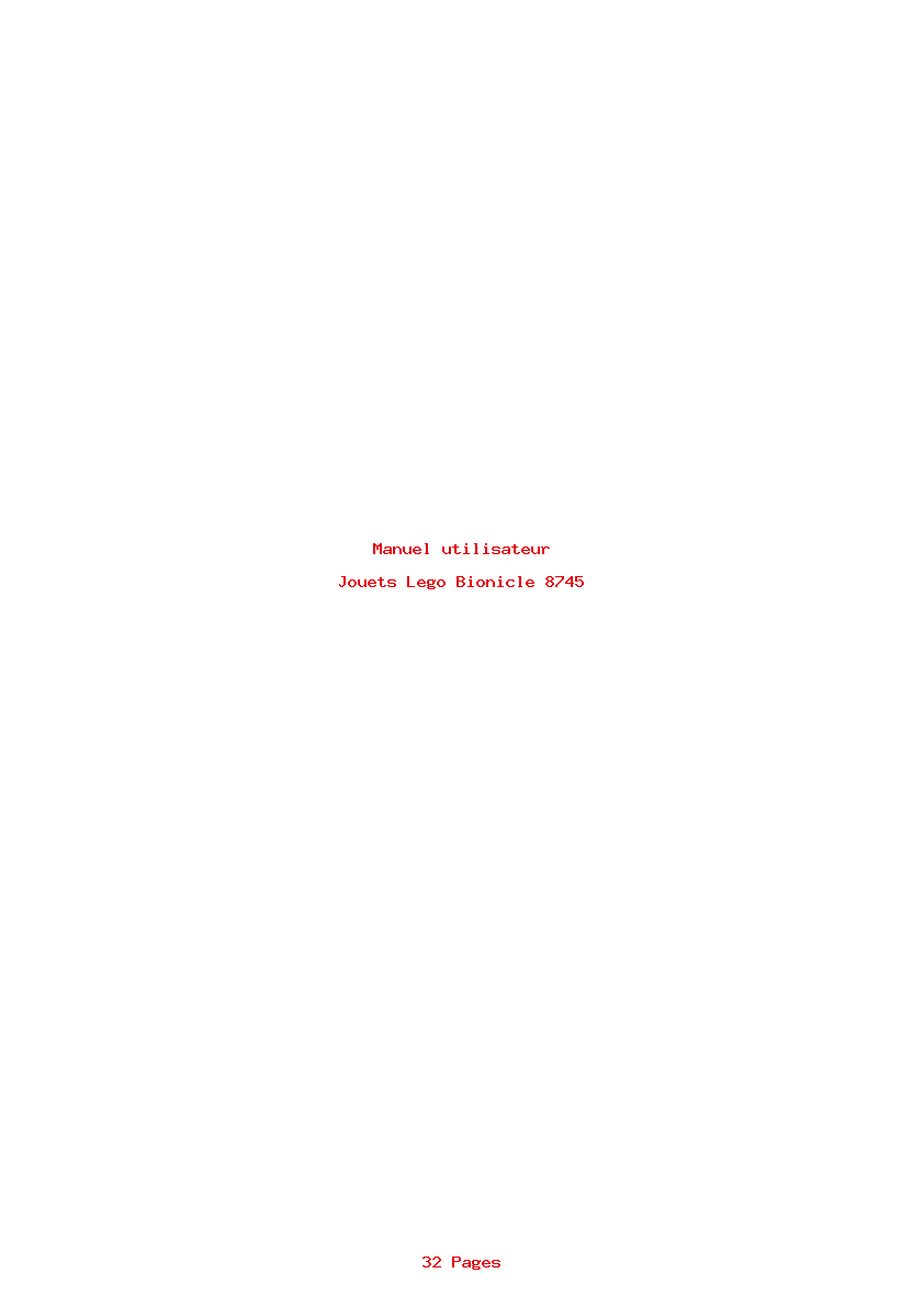 Page 1 de la notice Manuel utilisateur Lego Bionicle 8745