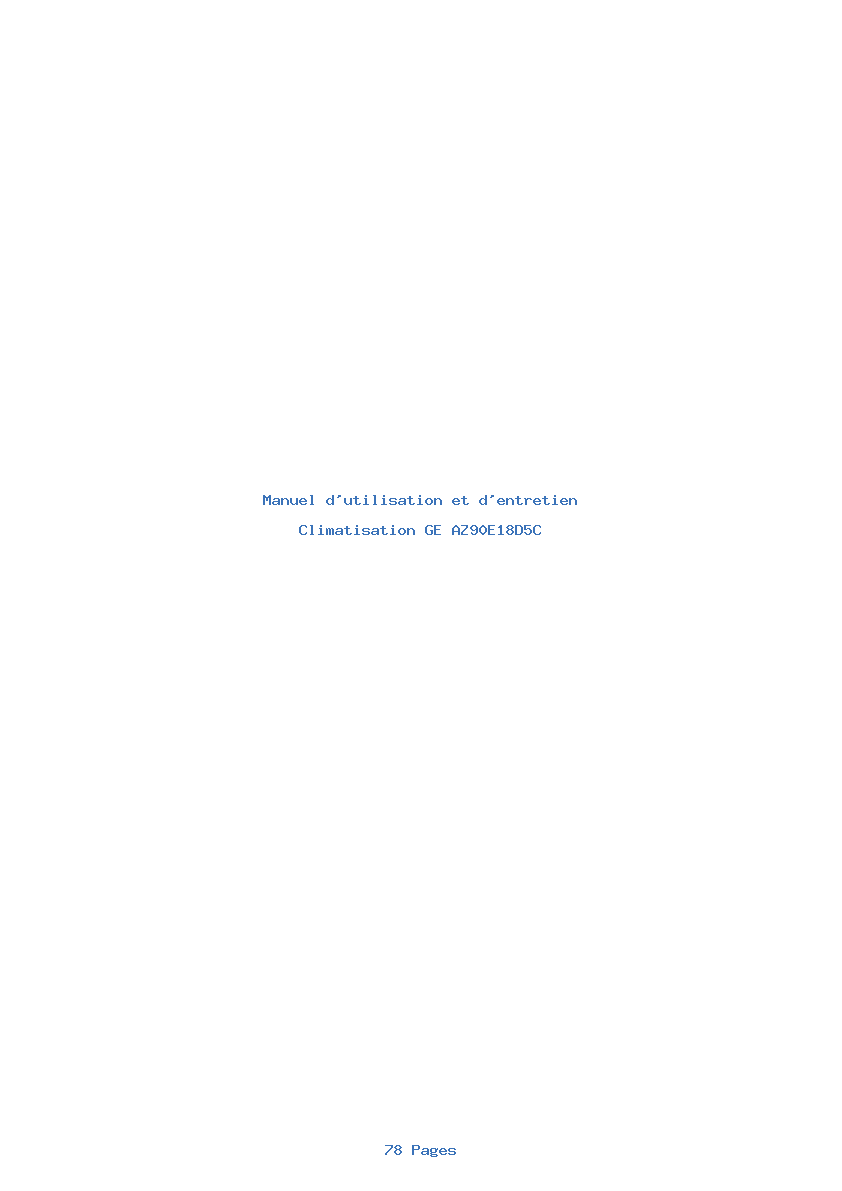 Page 1 de la notice Manuel d'utilisation et d'entretien GE AZ90E18D5C