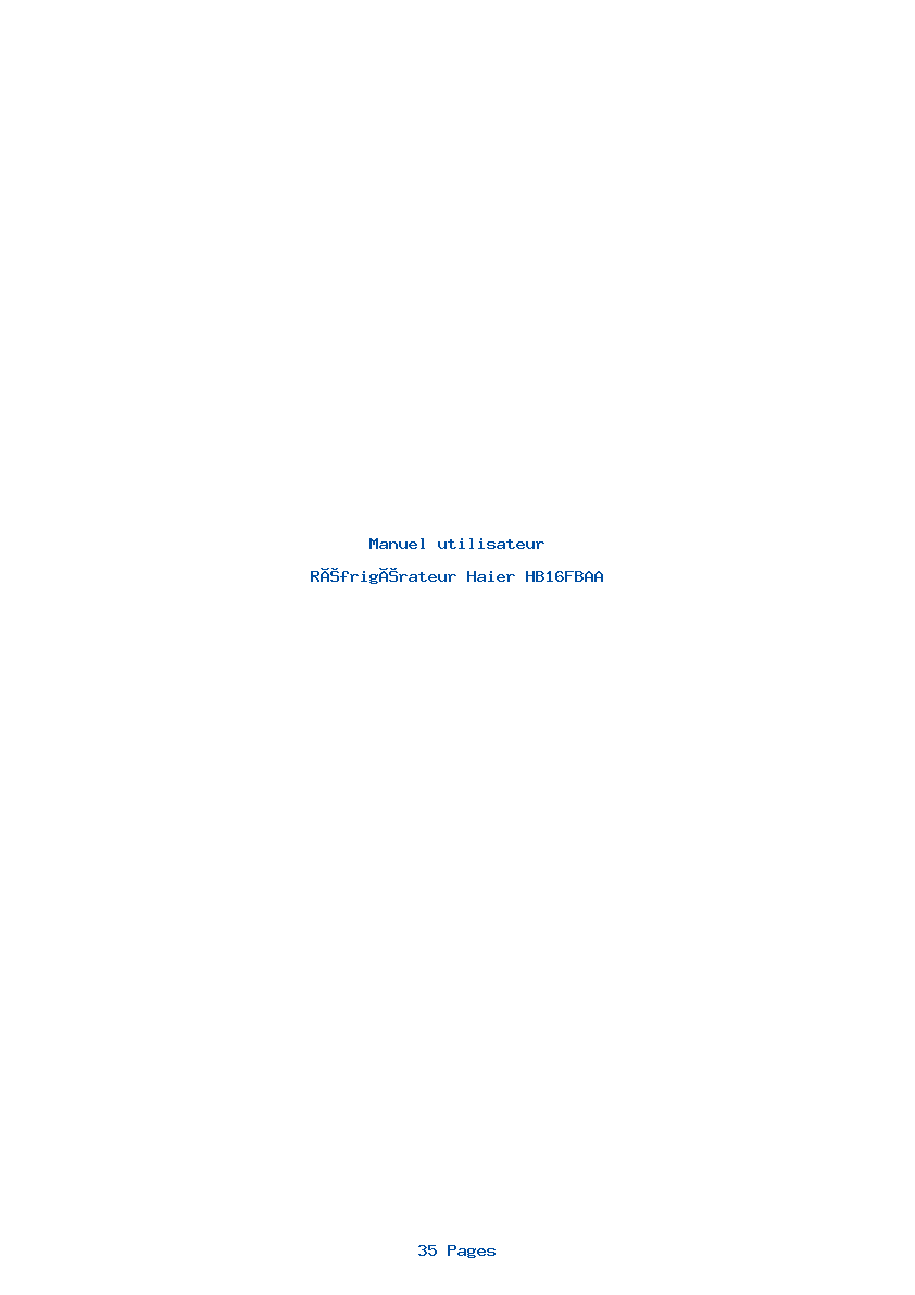 Page 1 de la notice Manuel utilisateur Haier HB16FBAA