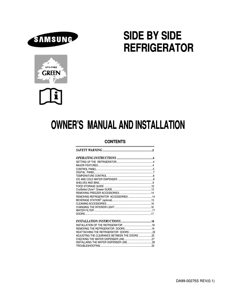Página 1 del manual Manual de usuario Samsung RS30KLSW