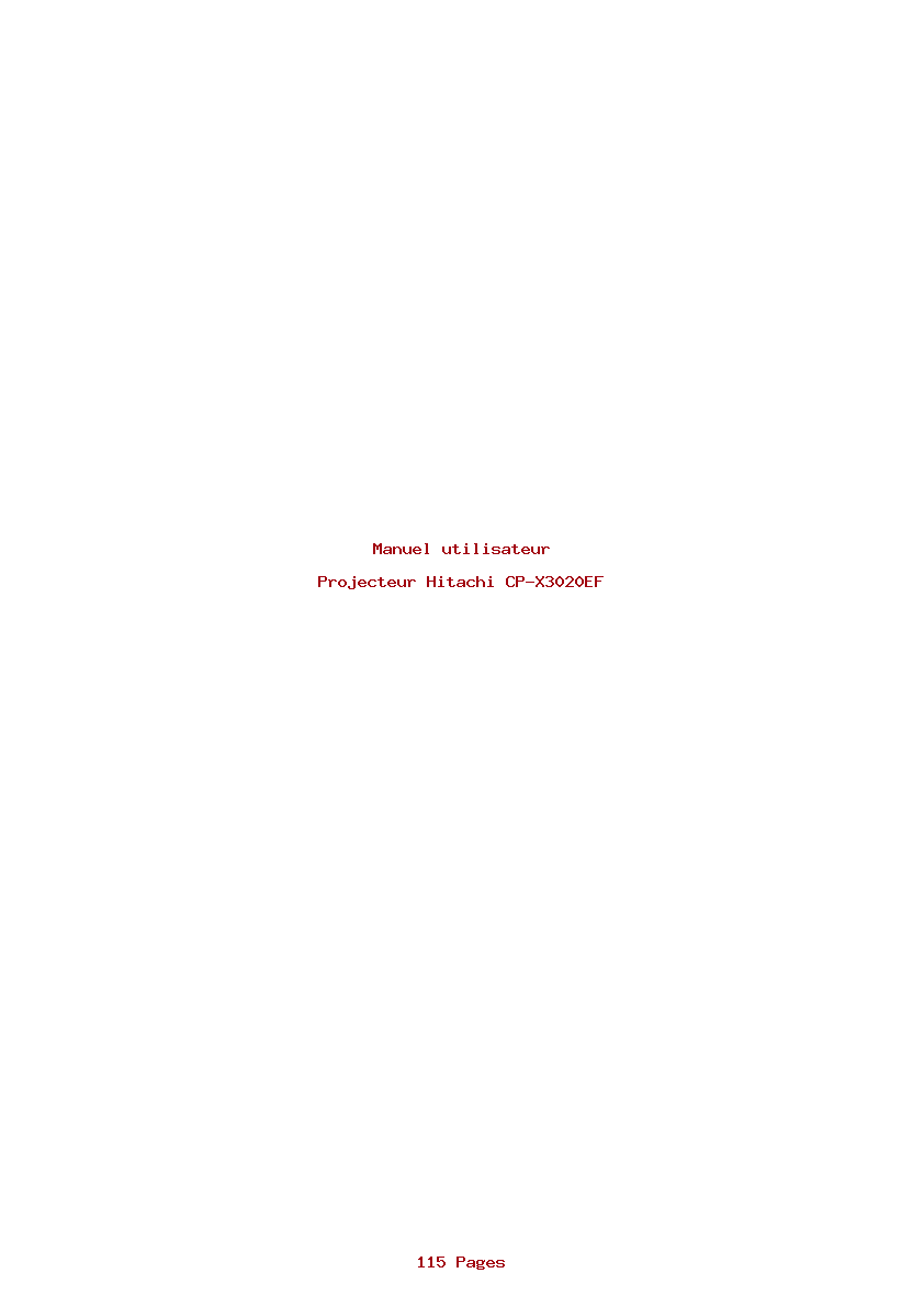 Page 1 de la notice Manuel utilisateur Hitachi CP-X3020EF